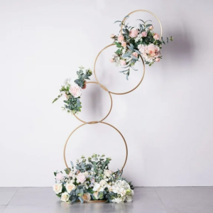 Gold Hoop Pillar Flower Stand