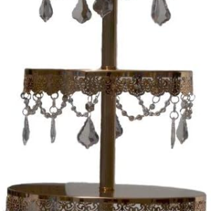 3 Tier Metal Cupcake Stand With Crystal Draped