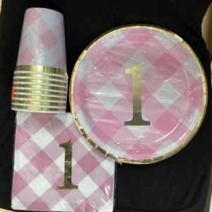 Gold Cups, Napkins & Plates for 1st