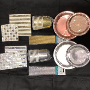Gold & Silver Plates, Napkins, Cups & Straw