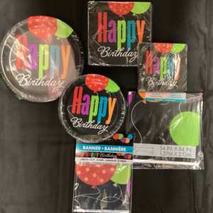 Happy Birthday Plates, Napkins, Table Cover & Banners