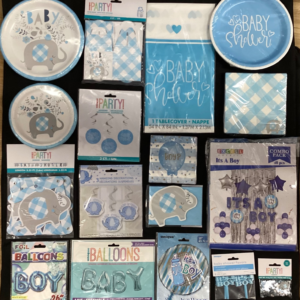 Baby Shower Party - Plates, Banner, Table Cover, Napkins, Invitation card, Balloons, Confetti & more