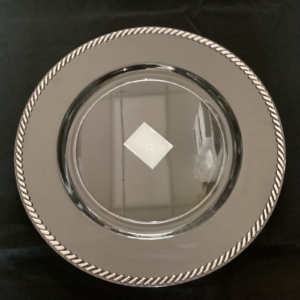 Silver Edge Clear Charger Plate