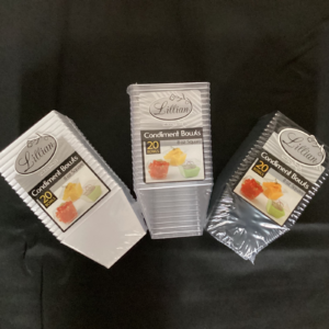 8oz Condiment Bowls - Black, White & Silver