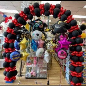 Balloon Arc Red & Black, Foil & Latex