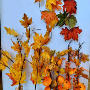 Artificial Maple Leaves and Orange Succulents