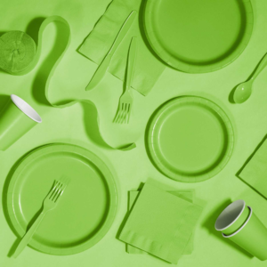 Lime Party Pack -  Table cover, Plates, Napkin, Cups, Fork & Butter Knife