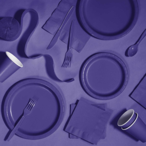 Purple Party Pack – Table cover, Plates, Napkin, Cups, Fork & Butter Knife